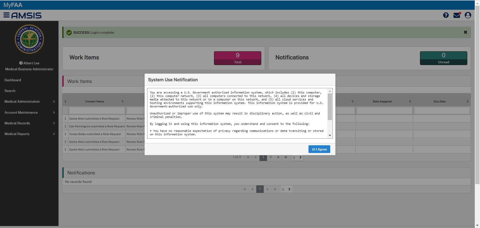 FAA medical clearance public use + administration application.