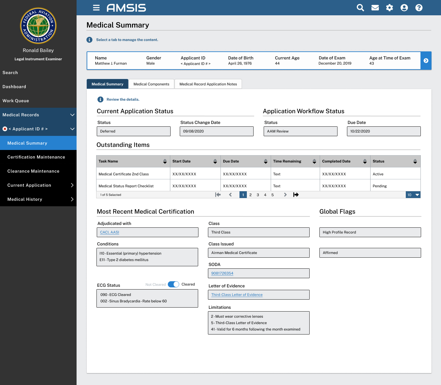 FAA medical clearance public use + administration application.